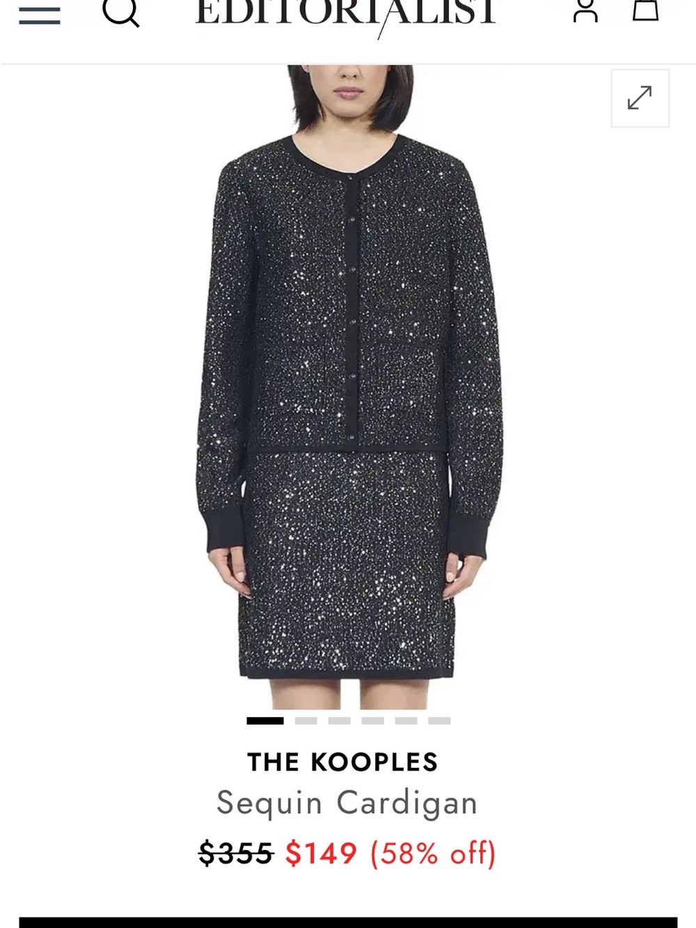 NWT The Kooples Black Cardigan with Silver Sparkle